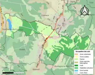Carte en couleurs présentant l'occupation des sols.