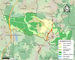 Carte en couleurs présentant l'occupation des sols.