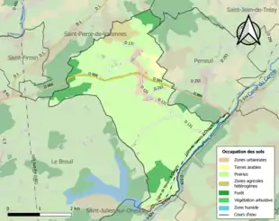 Carte en couleurs présentant l'occupation des sols.