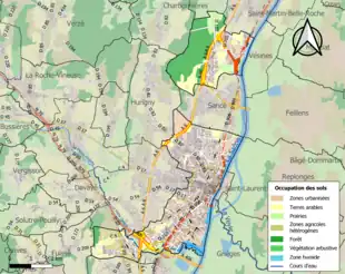 Carte en couleurs présentant l'occupation des sols.