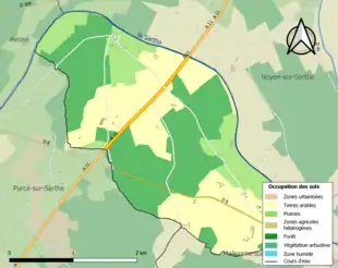 Carte en couleurs présentant l'occupation des sols.