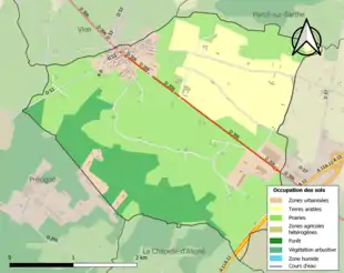 Carte en couleurs présentant l'occupation des sols.