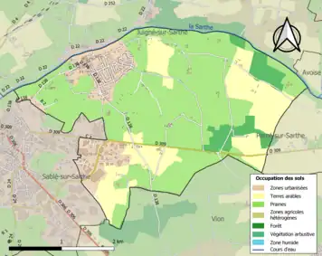 Carte en couleurs présentant l'occupation des sols.