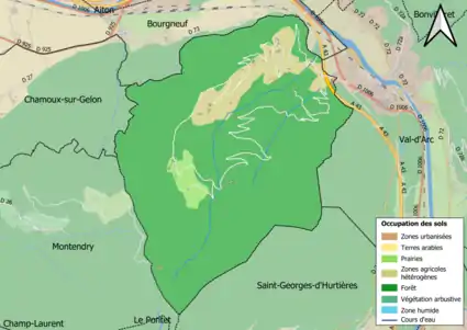 Carte en couleurs présentant l'occupation des sols.