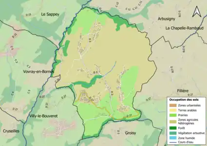 Carte en couleurs présentant l'occupation des sols.