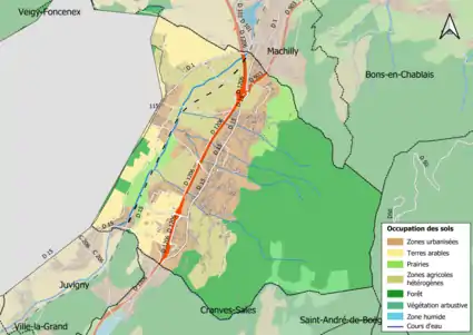 Carte en couleurs présentant l'occupation des sols.