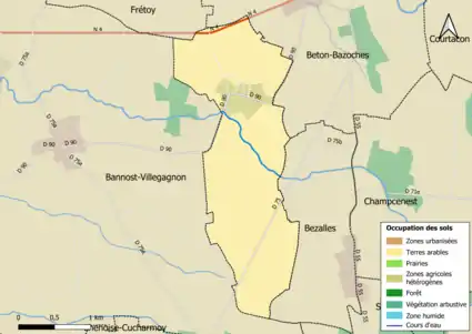 Carte des infrastructures et de l'occupation des sols en 2018 (CLC) de la commune.