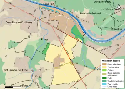 Carte des infrastructures et de l'occupation des sols en 2018 (CLC) de la commune.