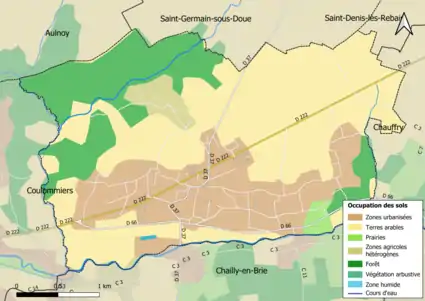 Carte des infrastructures et de l'occupation des sols en 2018 (CLC) de la commune.