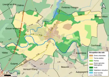 Carte des infrastructures et de l'occupation des sols en 2018 (CLC) de la commune.