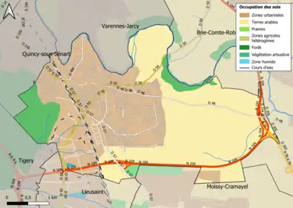 Carte des infrastructures et de l'occupation des sols en 2018 (CLC) de la commune.