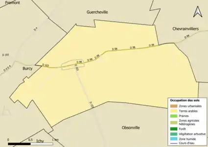 Carte des infrastructures et de l'occupation des sols en 2018 (CLC) de la commune.
