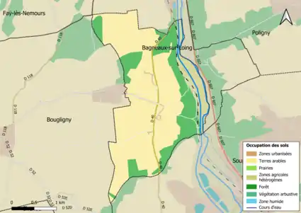 Carte des infrastructures et de l'occupation des sols en 2018 (CLC) de la commune.