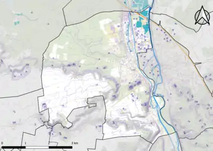 Carte montrant en couleurs le relief d'une commune