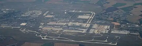 Vue aérienne de l'aéroport Paris-Charles-de-Gaulle.