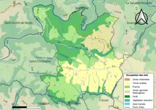 Carte en couleurs présentant l'occupation des sols.
