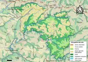 Carte en couleurs présentant l'occupation des sols.