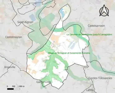 Carte des ZNIEFF de type 1 sur la commune.