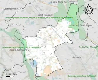Carte des ZNIEFF de type 1 sur la commune.