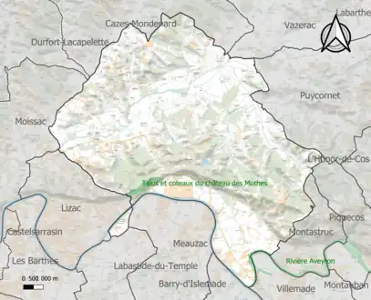 Carte des ZNIEFF de type 1 sur la commune.