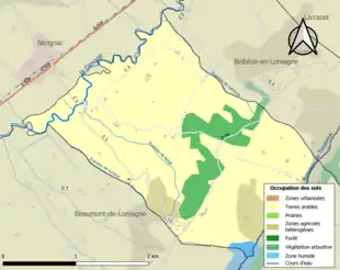 Carte en couleurs présentant l'occupation des sols.