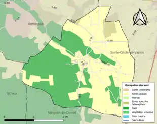 Carte en couleurs présentant l'occupation des sols.