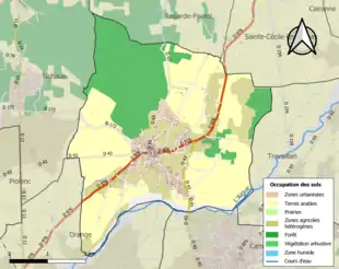 Carte en couleurs présentant l'occupation des sols.
