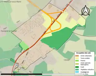Carte en couleurs présentant l'occupation des sols.