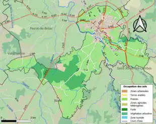 Carte en couleurs présentant l'occupation des sols.
