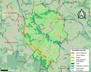 Carte en couleurs présentant l'occupation des sols.