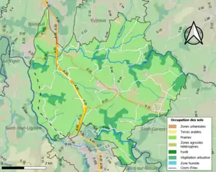 Carte en couleurs présentant l'occupation des sols.