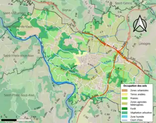 Carte en couleurs présentant l'occupation des sols.