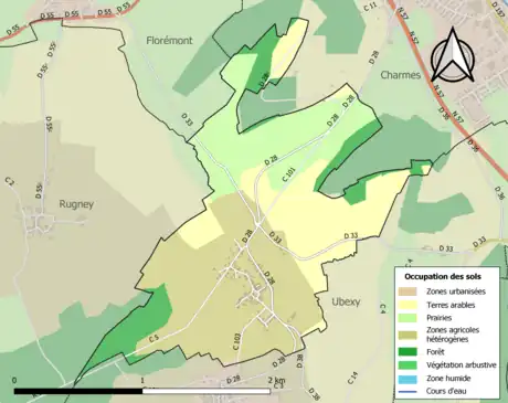 Carte en couleurs présentant l'occupation des sols.