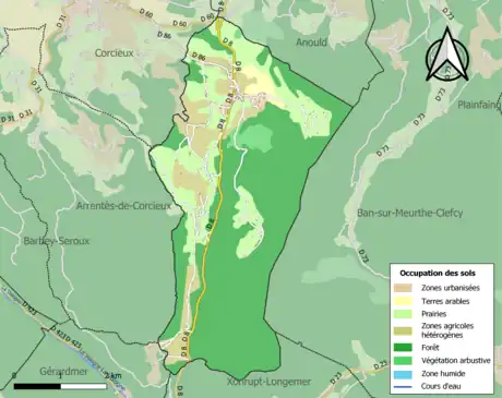 Carte en couleurs présentant l'occupation des sols.