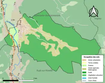 Carte des infrastructures et de l'occupation des sols de la commune en 2018 (CLC).