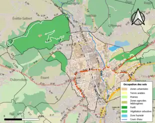 Carte en couleurs présentant l'occupation des sols.