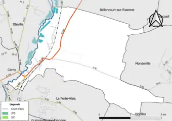 Carte des zones Natura 2000 de la commune.