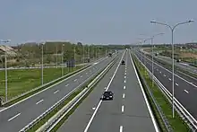 La E75 (Autoroute serbe A1) près de Novi Sad en Serbie