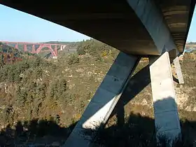 Viaduc autoroutier de La Truyère et viaduc ferroviaire de Garabit.