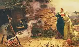 Une visite à la sorcière, peinture d'Edward Frederick Brewtnall de 1882