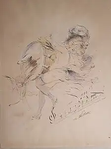 dessin illustrant le programme du concert des ambassadeurs offert par Le Courrier Français le 1er Septembre 1896