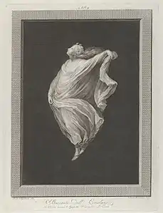 Una baccante vista di profilo rivolto a sinistra, con il braccio sinistro teso che tiene il suo drappo, incastonata su uno sfondo nero all'interno di una cornice rettangolare (Une bacchante vu de profil face à gauche, avec le bras gauche tendu tenant sa draperie, sur un fond noir à l'intérieur d'un cadre rectangulaire) Entre 1795 et 1820