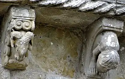 Modillons à têtes de bélier et d'homme.
