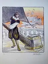 Affiche préparatoire (1905) pour le gala au casino de Saint-Malo pour l'inauguration de la statue de Jacques Cartier.