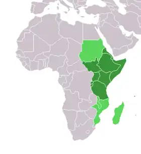 Carte de localisation de l’Afrique de l’Est