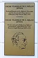 Plaque du passage d'Oscar Vladislas de Lubicz-Milosz