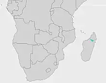 Aire de distribution originelle (en bleu) de P. insolitus à Madagascar d'après l'UICN