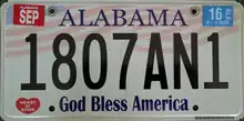Plaque d'immatriculation en Alabama