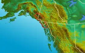 Carte de localisation de la chaîne Saint-Élie.