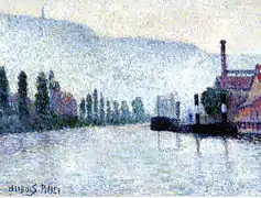 Albert Dubois-Pillet  (1846-1890) :  Rouen, La Seine et les collines à Canteleu, 1887